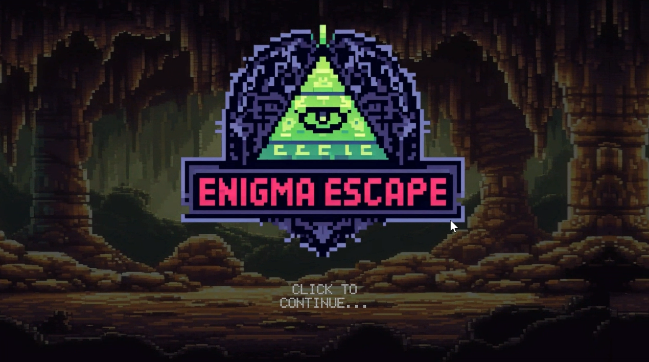 The title screen for Enigma Escape, setting a mysterious tone.