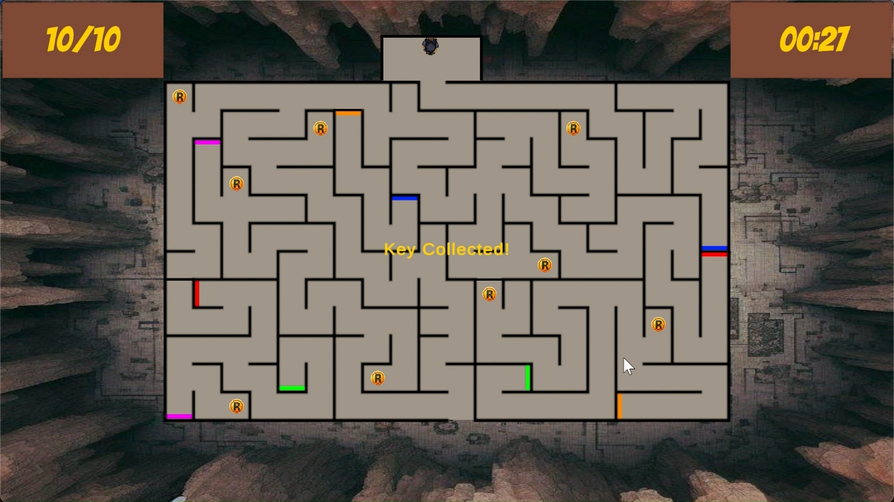 The final key becomes available after all ten coins have been collected in the maze.