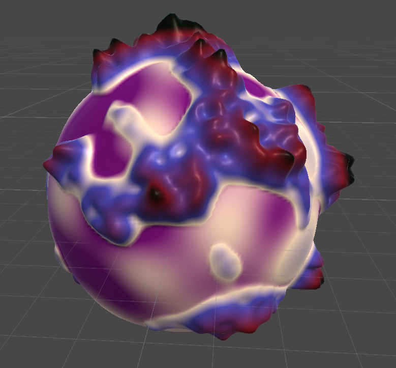 A violet world with a bony, volcanic exoskeleton.